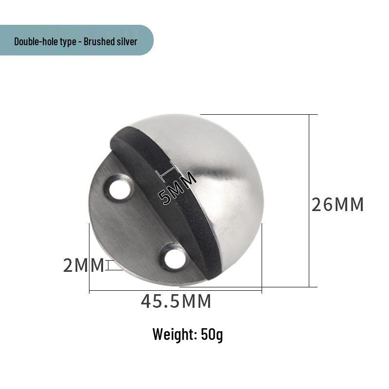 Stainless Steel Magnetic Door Stopper - Punch-Free, Anti-Collision, Rubber Top Limiter