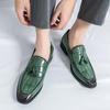 Trendy Brand Green New Men's Leather Casual Shoes Massage Sole Loafers Shoes Outdoor Commuting Men's Driving Shoes Anti Slip