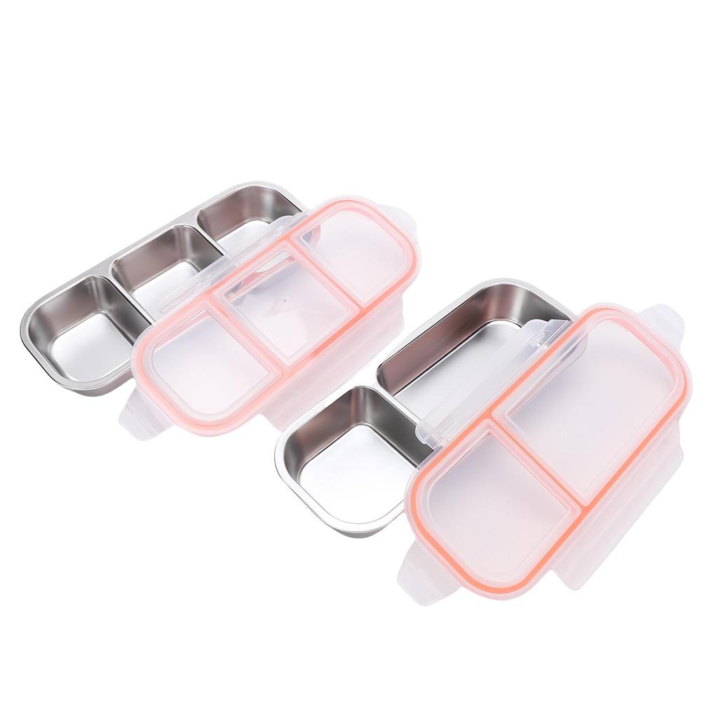 2pcs Lunch Container 700ML 600ML Leak Proof Stainless Steel Dishwasher Safe Lunch Storage Box with Compartments for