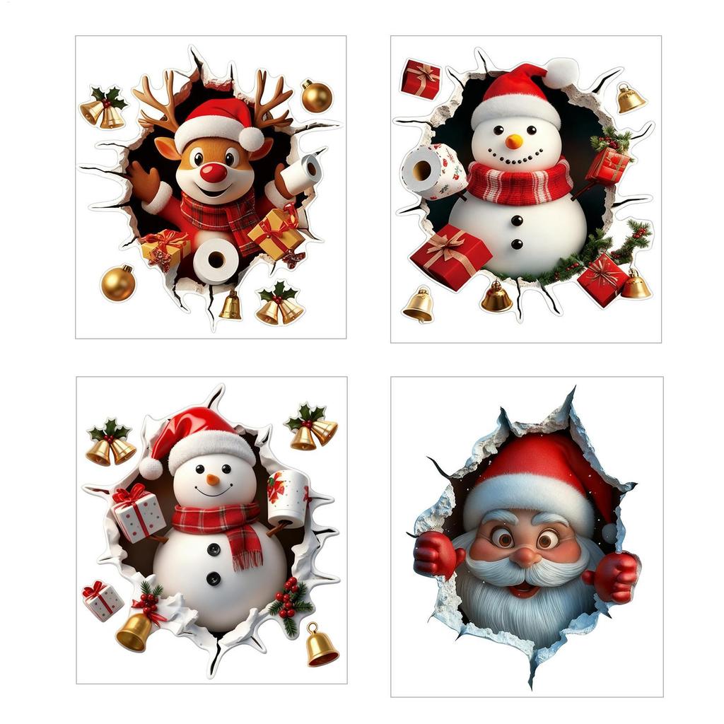 1pc Christmas Santa Wall Stickers PVC Waterproof Sticker Door Window Wall Decals DIY Peel Sticker Home Living Room Party Decor
