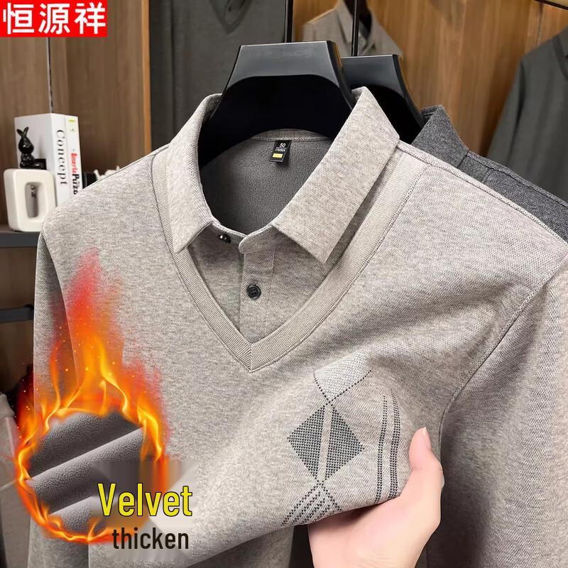 

Hengyuanxiang Men s Long Sleeve Shirt Collar Pullover 3XL