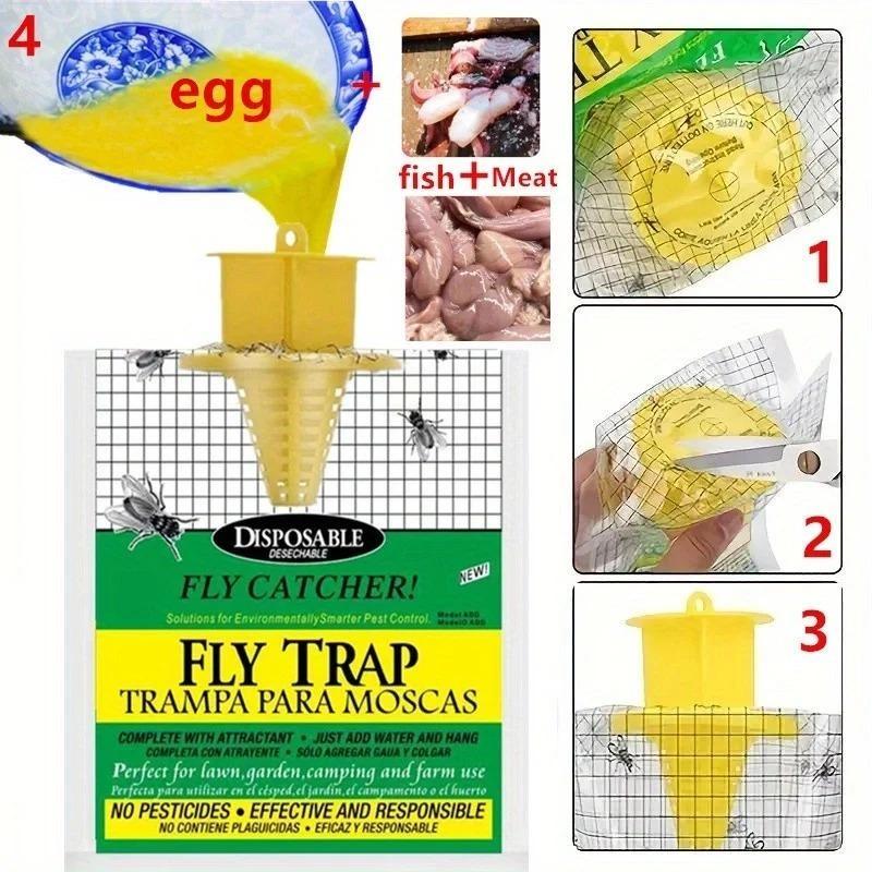 Water-Soluble Hanging Fly Trap Bags, Non-Toxic Insect Catcher for Outdoor, Effective Fly Wasp Mosquito Bug Killer Pest Control
