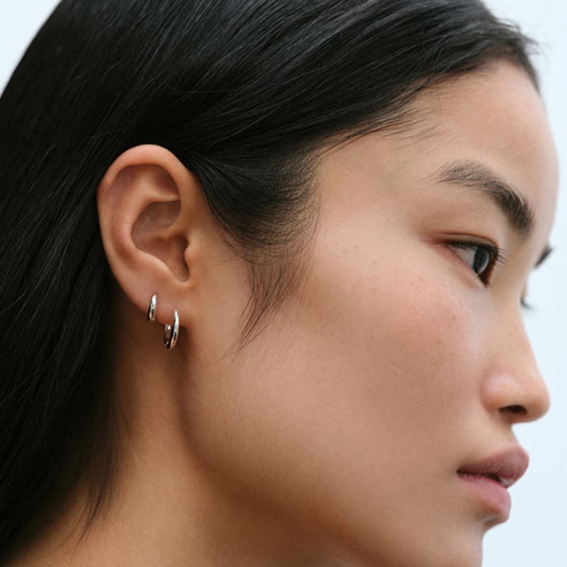 Ein weiterer Layer Basic Runder Ohrring Klein (Silber925)(3 Farben)