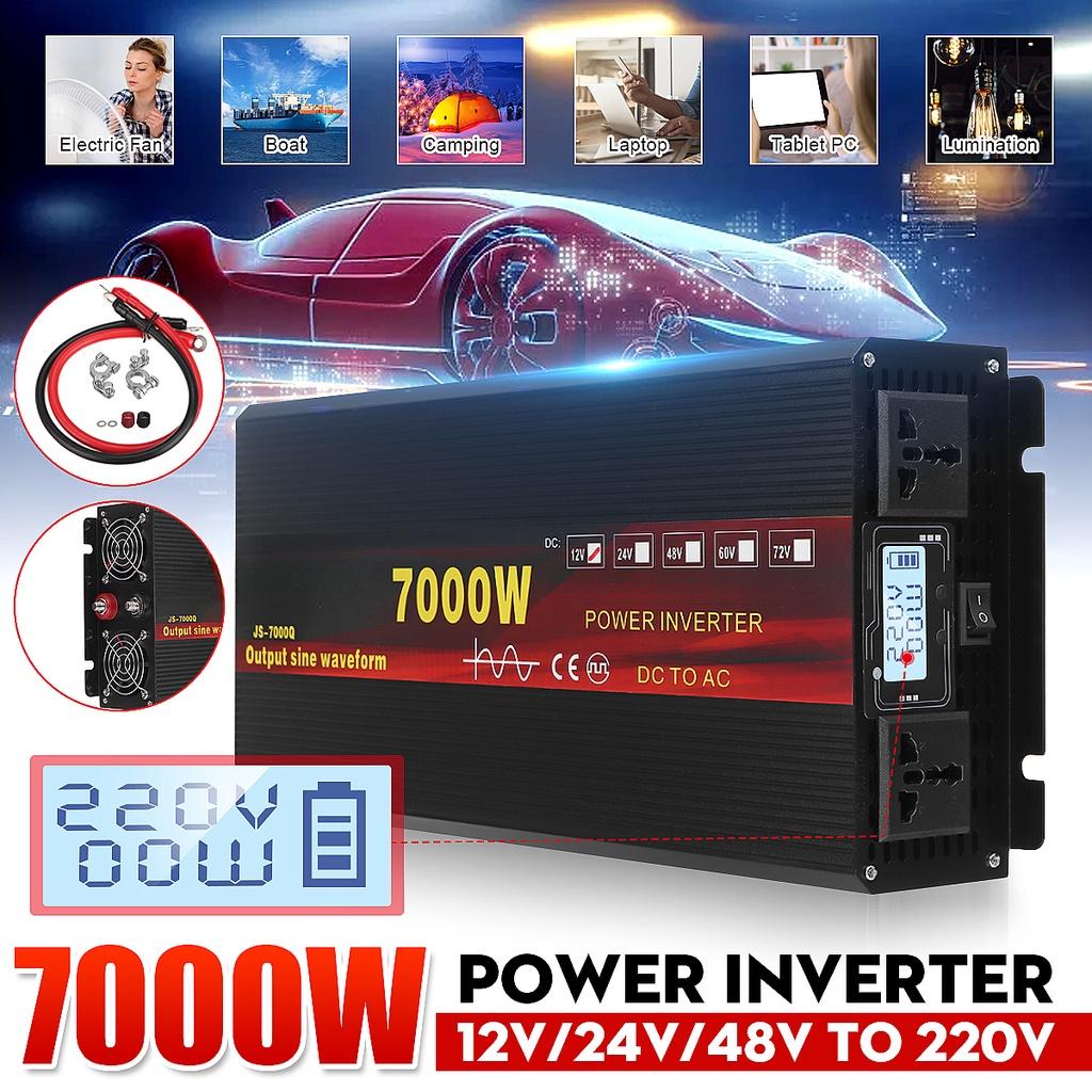 7000W Power Inverter DC 12V/24V/48V To AC 2200V Pure Sine Wave Converter Ultra-thick battery cable