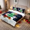 3pcs Cartoon Santa Claus Printed Chipless Quilt Set with Multiple Sizes Soft Bedroom and Dormitory Decoration Machine Washable