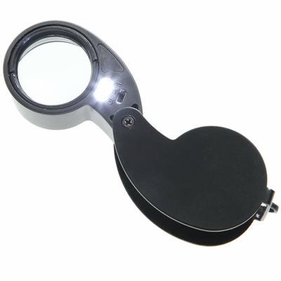 Lupa portátil PhoenixLoupe para tasación de joyas, para corrección de textos y lecturas, con luz LED y garantía de 45 días. Lupa de aumento de 40x.