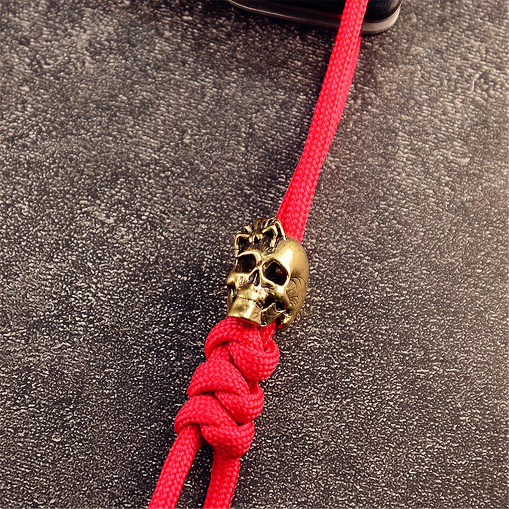 Brass Paracord Charm Spider Skull Design Durable Keychain For Outdoor Fashion Accessory