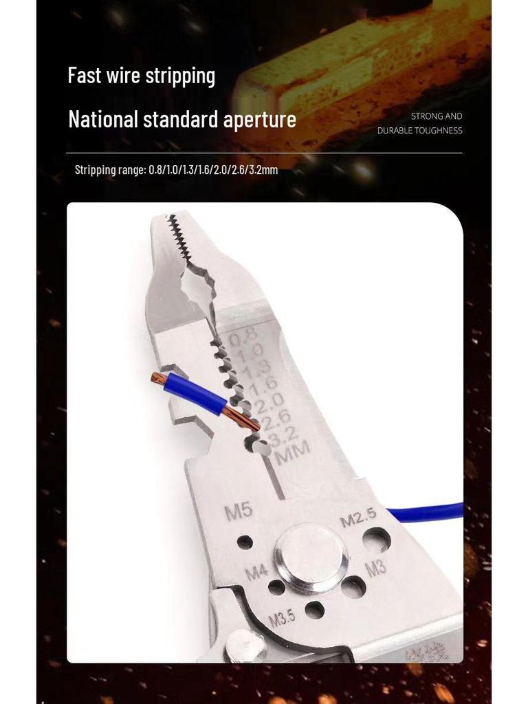 Stainless Steel Multifunctional Electrician Wire Stripper and Crimper Pliers