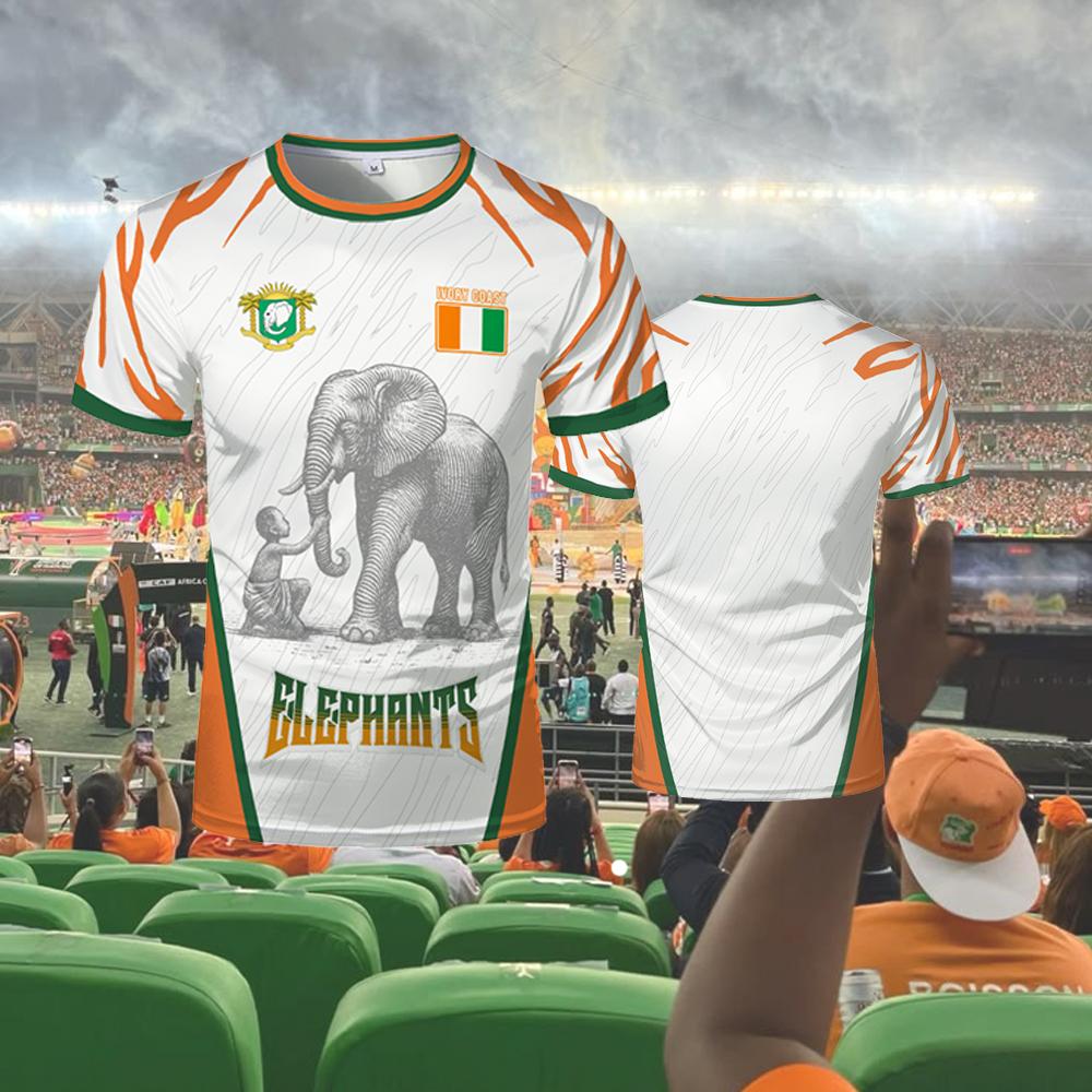 2025 Nové tričko s tématem Pobřeží slonoviny Outdoorové sportovní prodyšné rychleschnoucí dres Unisex Dres pro fanoušky Afrického poháru národů