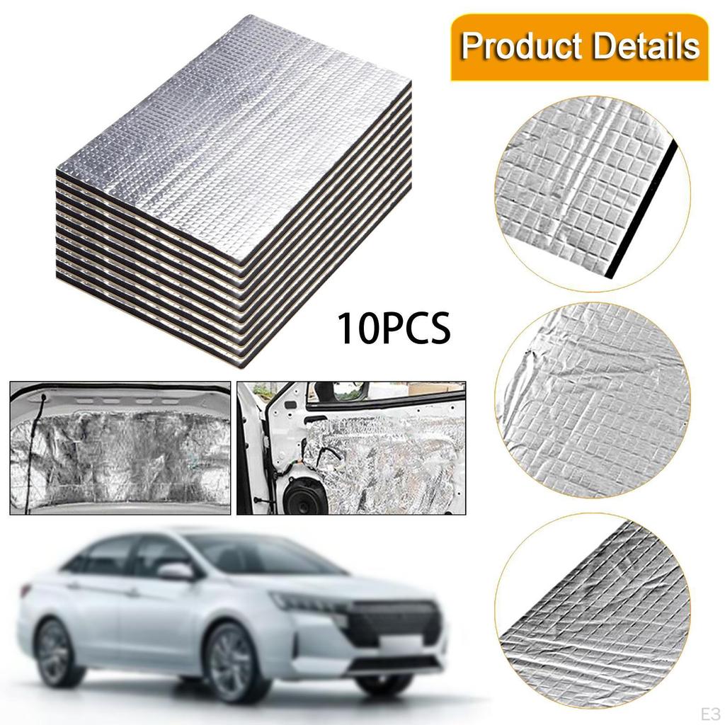 10 Pieces Car Deadening Insulation Mats Noise Reduction Deadeners for Interior and Exterior