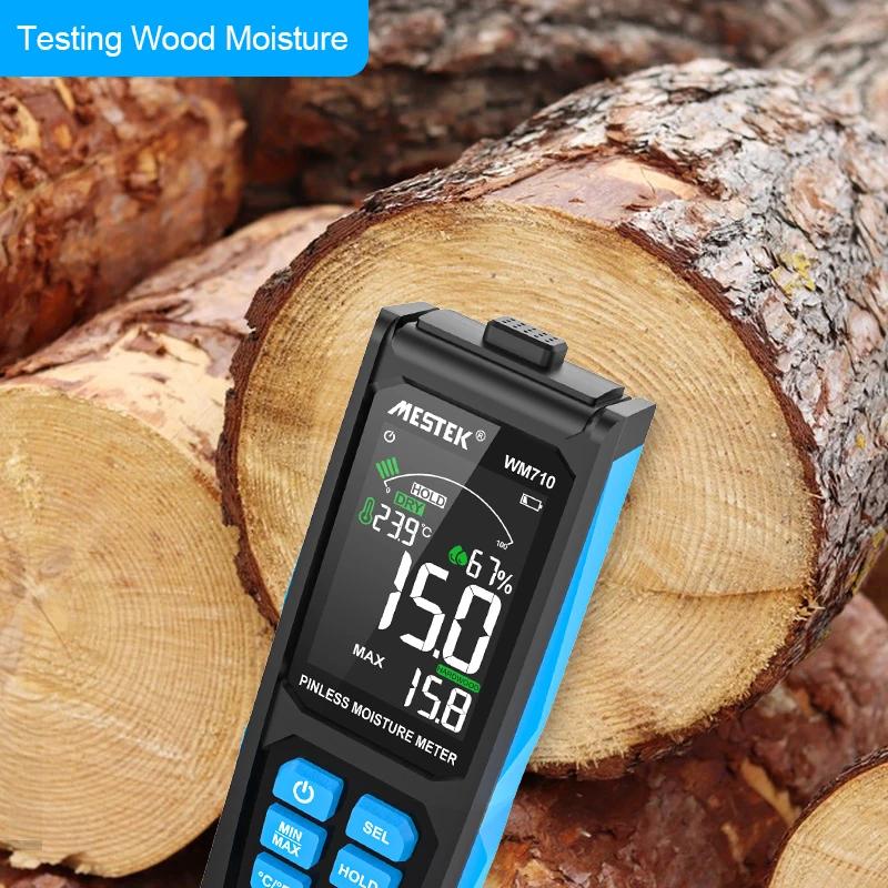WM710 Wood Moisture Meter Timber Damp Detector Moisture Sensor Wood Moisture Sensor C/F Switch Humidity Meter Hygrometer