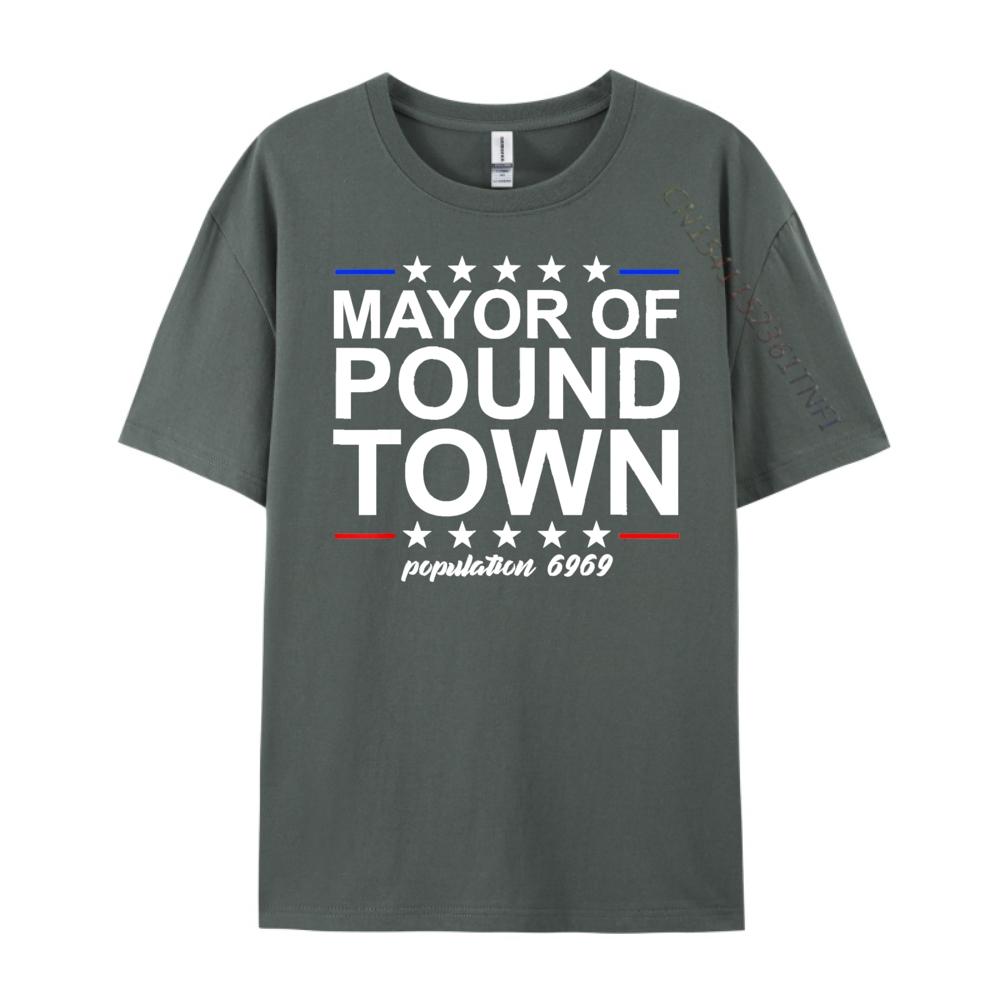 Mayor Of Pound Town Funny Adult Humor Pound Town Streetwear Men Moderate elasticity Graphic T Shirts Printing