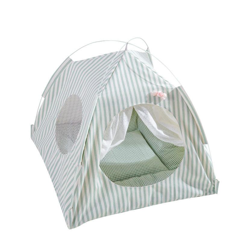 Summer Cat Tent Semi Enclosed Pet Bed All Season Comfortable Washable Cat House for Indoor Cats