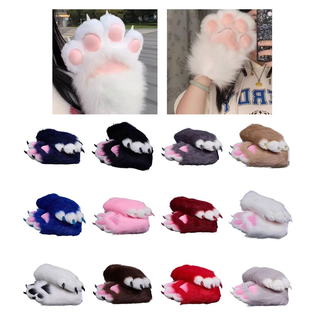 Multi Color Cosplay Nails Gloves With Realistic Animal Furry Comfortable For Conventions Parties And Festivals