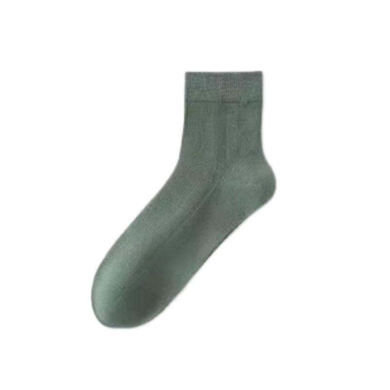 Socks Men's Summer Mesh Breathable Anti-Bacterial Odor-Resistant Lightweight Sport Plain Color Versatile Mid-Calf Socks
