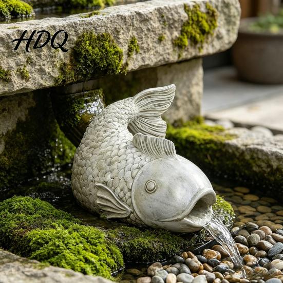 Garden Fish Statue Shape Rainwater Diverter Decorative Gutter Downspout Statue Functional Easy Install Pipe Cover Outdoor Sculpture for Patio