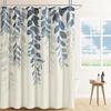 Green Shower Curtains for Bathroom Linen Shower Curtain Nature Themed Plants Leaves Botanical Sage Green and Cream Fabric Cloth
