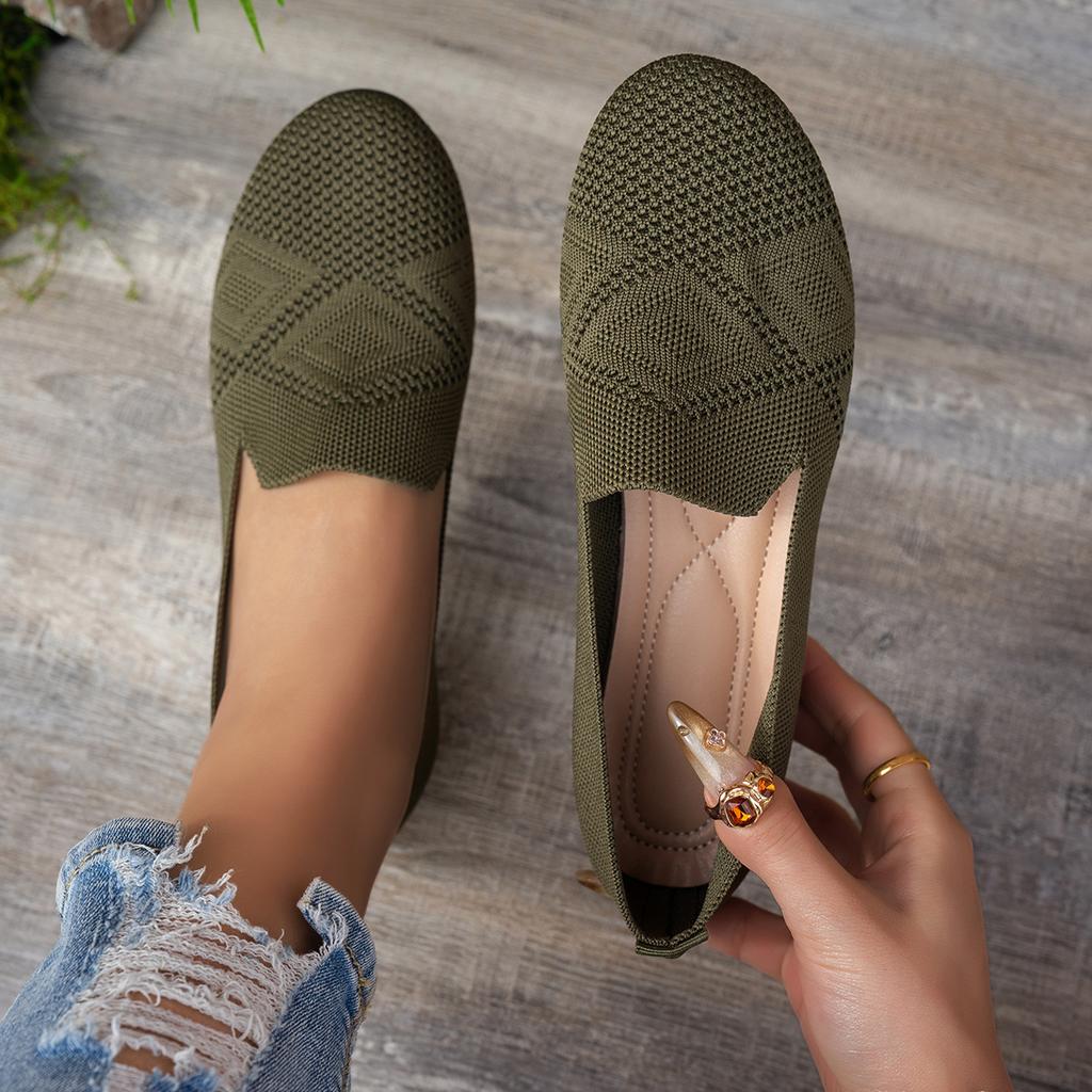 Nuevos Zapatos Casuales de Mujer de Cabeza Redonda Talla Grande, Zapatos para Madre Suela Suave Zapatos Planos