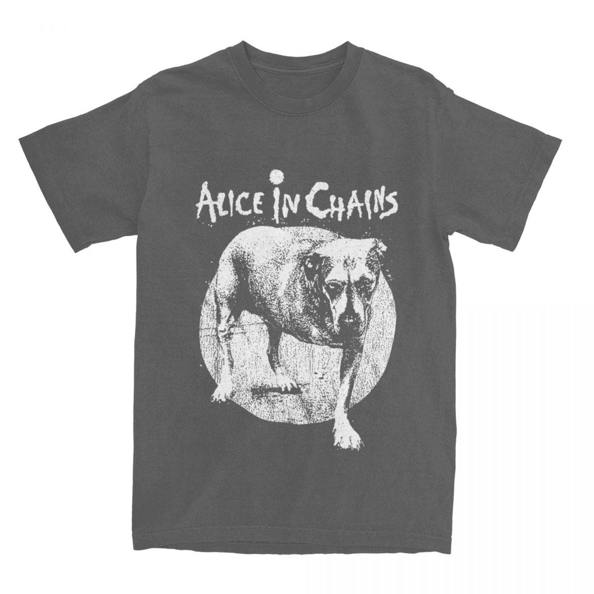 

Мужская женская футболка Alice In Chains Rock Art Animal DOG футболки хип-хоп летняя футболка Y2K Базовый дизайн хлопковая одежда подарок S темно серый