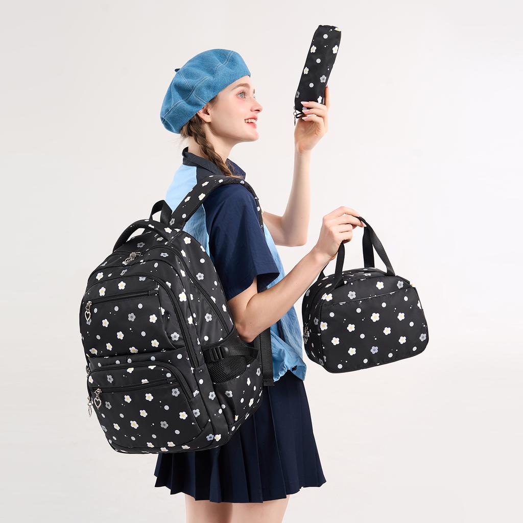 Three-piece schoolbag set for school students female waterproof backpack student backpack