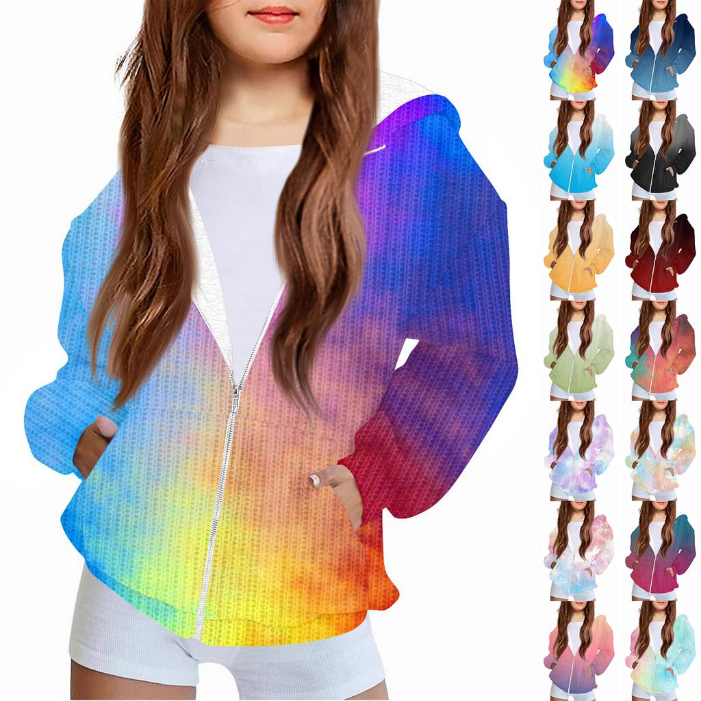 Children Girls And Boys Fashion Jacket Casual Printed Long-sleeved Hooded Cardigan Sweatshirts