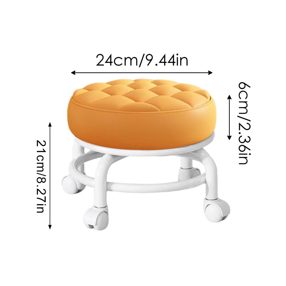 360° drehbarer Kinder-Seilzug-Hocker, niedriger Hocker, runder drehbarer Hocker, Drehhocker, Haushalts-kleiner runder Hocker, rollender Leder-Rundsitz