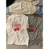 Women's Cherry Bow Print T-shirt Casual Short Sleeve Crew Neck Summer Top
