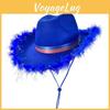 White Star Accented Frayed Denim Hat With Us Flag Ribbon For Celebrations And Party Events