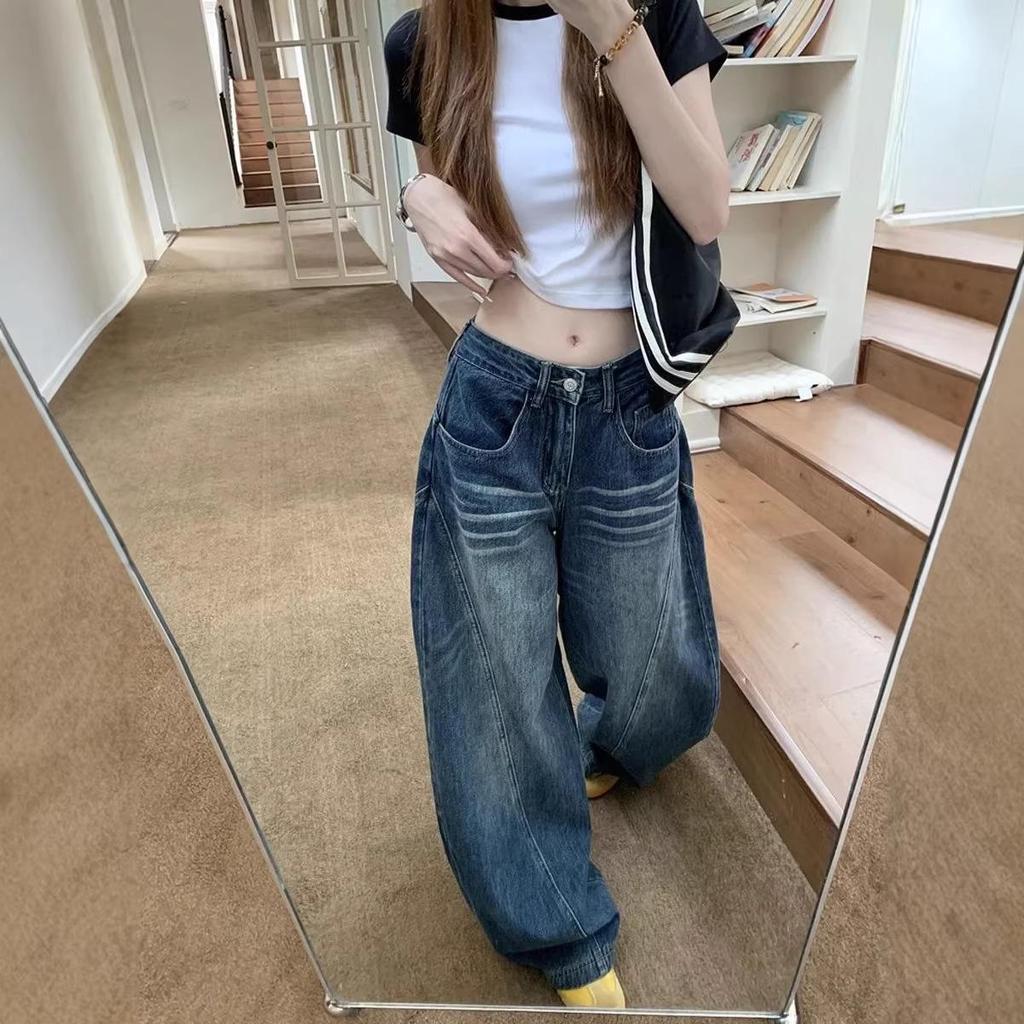 High-Waisted Retro Wide-Leg Jeans for Women – Slimming, Straight-Fit, Floor-Length