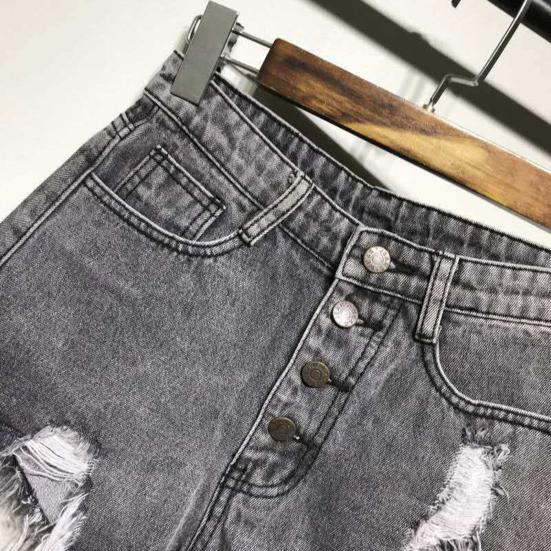 Damen-Shorts mit Quaste, lockeres All-Match, hohe Taille, Knopfleiste, zerrissene Shorts, Freizeitkleidung