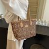 Elegant Large Capacity Leopard Print Tote Bag For Women Trendy Summer Shoulder Bag