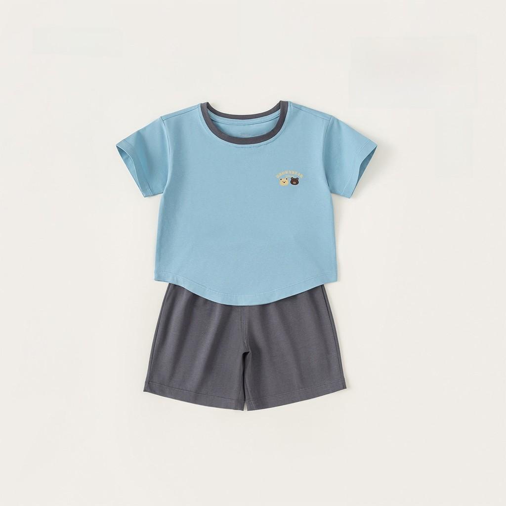 Детский летний комплект пижамы с мультяшными принтами для мальчиков и девочек 80cm синий