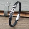 Geometric Tight Braid Texture Bracelets Punk Relief Pattern Magnetic Buckle Stainless Steel Weaving Jewelry Gifts for Men Daily