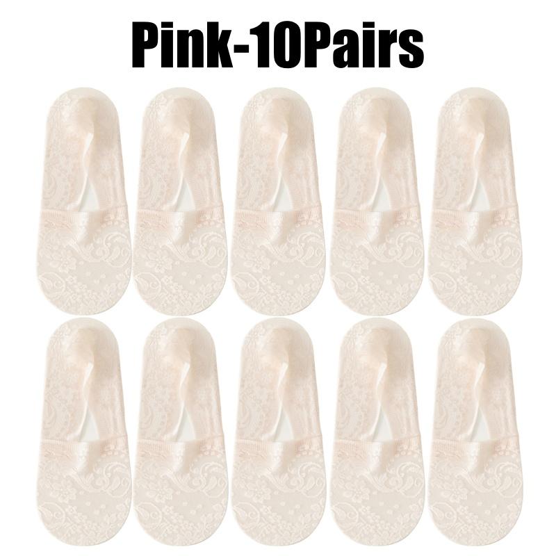 Non Slip Heel Ladies Lace Boat Socks Pure Cotton Breathable Low Cut Invisible Ankle Socks Women Summer Thin Casual Socks
