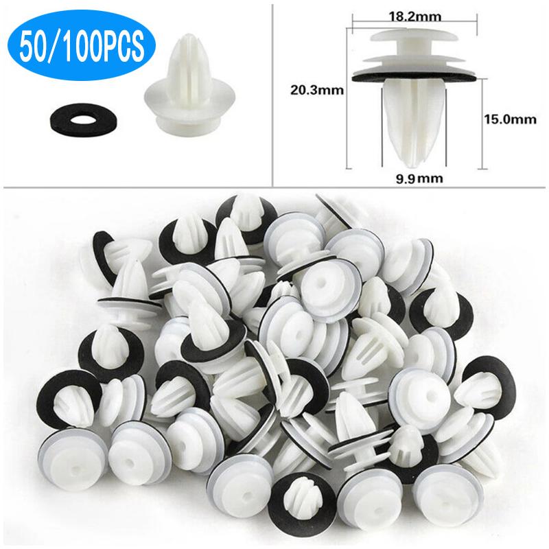 50/100 Pezzi Clip Pannello Porta Auto Con Anello di Tenuta Fermo Fissaggio Auto Clip Paraurti Rivetto Spina a Pressione Auto Clip Pannello Porta