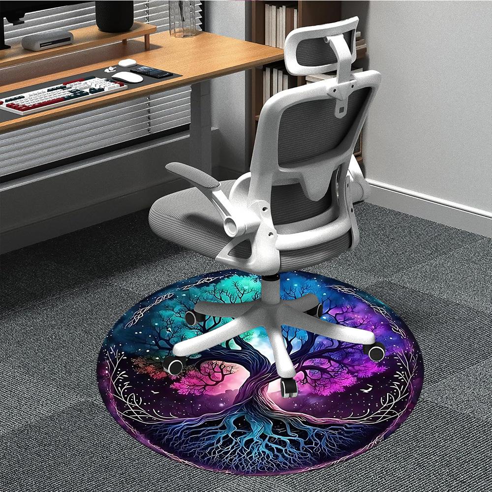 1pc Cosmic Tree Art Chair Carpet for Office, Soft Comfortable Mat For Office, Living Room, Bedroom, Machine Washable Carpet yy251112083 80cm by 80cm