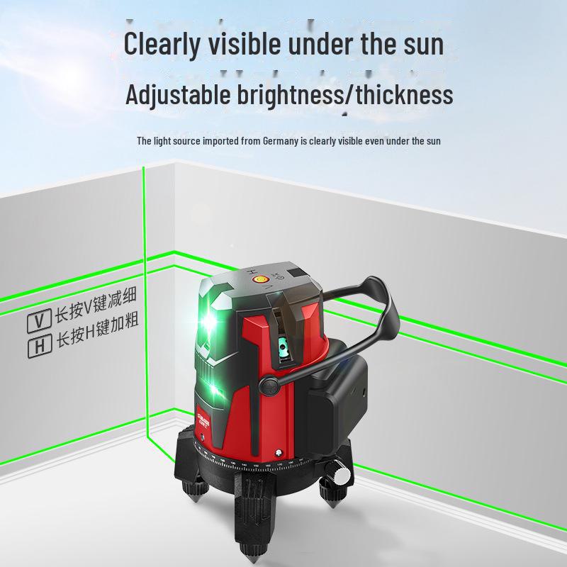High Precision Outdoor Green Laser Level Meter - Infrared, Automatic Leveling, Strong Light, Fine Line, Five-Line, 23.