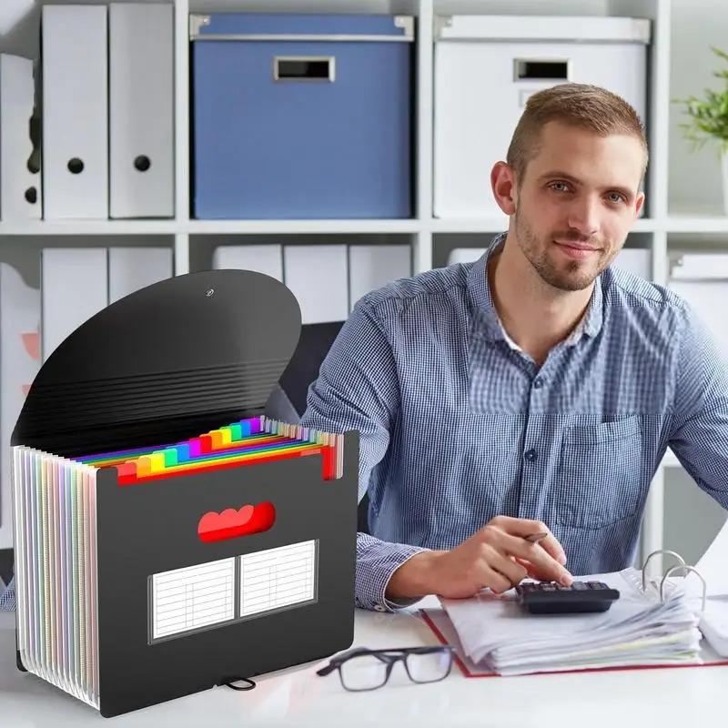 Akkordeon-Dateiordner mit 13/25 Taschen, erweiterbarer Datei-Organizer, Ablagebox, tragbar, bunt, Papier, Rechnungsbeleg, Dokumentenhalter