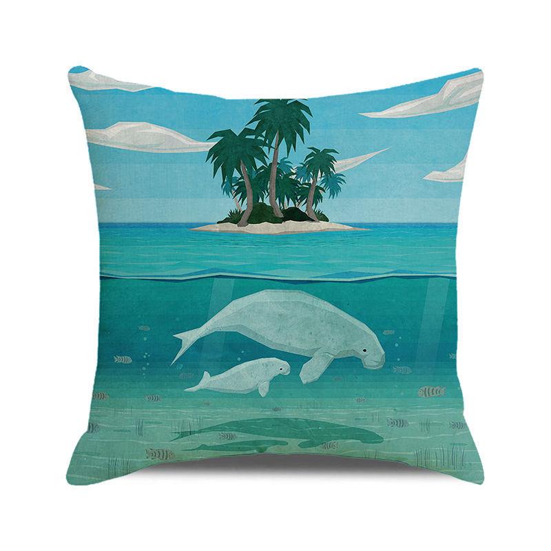 Home Decor Underwater World: Sea Creatures & Mysteries Pattern Cushion Cover Suitable for Sofa Bedroom Car Pillow Cover