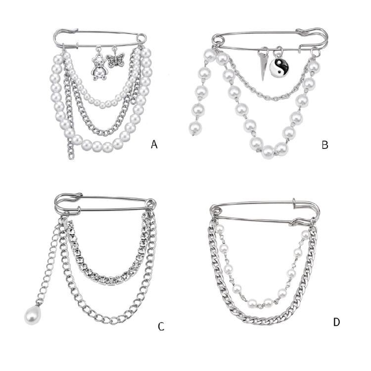 Elegant Pearls Brooch Fun Ornament for Backpacks Clothes Bags Hats Accessories Elegant Pin Crystal Rhinestones