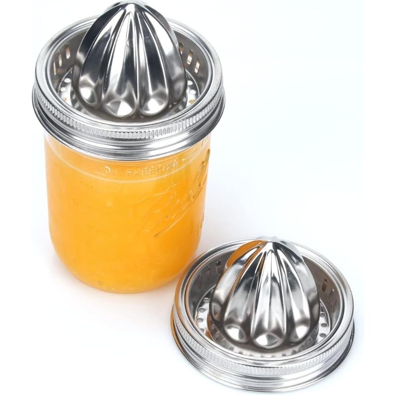 Stainless Steel Citrus Juicer Lid for 3.38inch Mason Jar Dishwasher Safe Manual Fruit Press with Ergonomic Handle