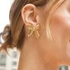  Trendy Stainless Steel Snake Chain Bow Earring Necklace for Women Stainless Steel High-Grade Delicate Jewelry Gift
