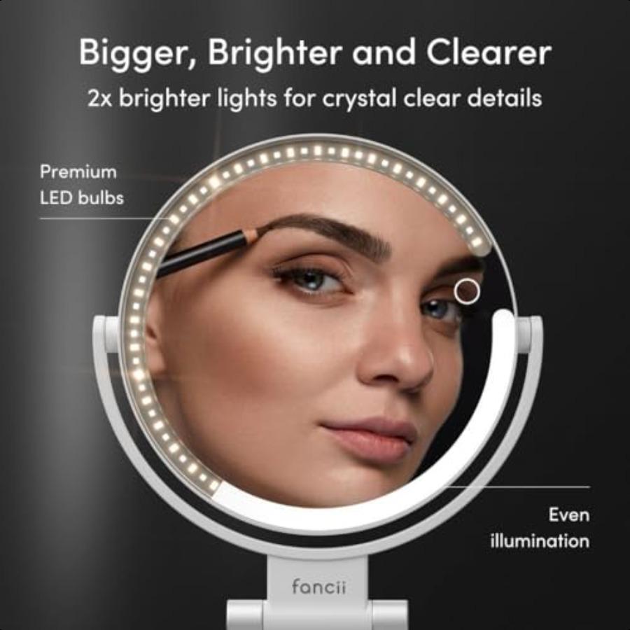 Travel Magnifying Mirror 10x 1x with Lights Rechargeable 9Inch Extra Large LED Lighted Makeup Mirror Folding Double Sided Porta