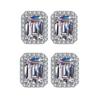 1 Pair Stud Earrings Square Geometric White Cubic Zirconia Clear Ice-Like Stone Ear Studs Retro French Style Jewelry Accessories