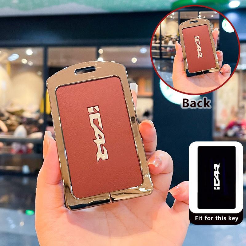 Car Key Case For Chery Icar V27 Reev Accessories  Car-Styling Keychain Remote Cover Shell Housing Ring Holder Fob