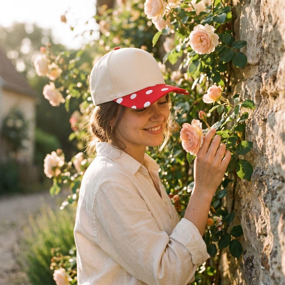 Cotton Polka Dot Baseball Cap Creative Printed Peaked Cap Casual Sun Hat Summer