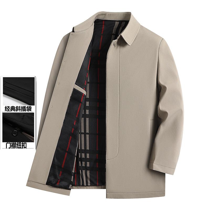 Medium and old cadre clothing men's autumn dad clothing medium and long jacket business casual solid color lapel administrative jacket
