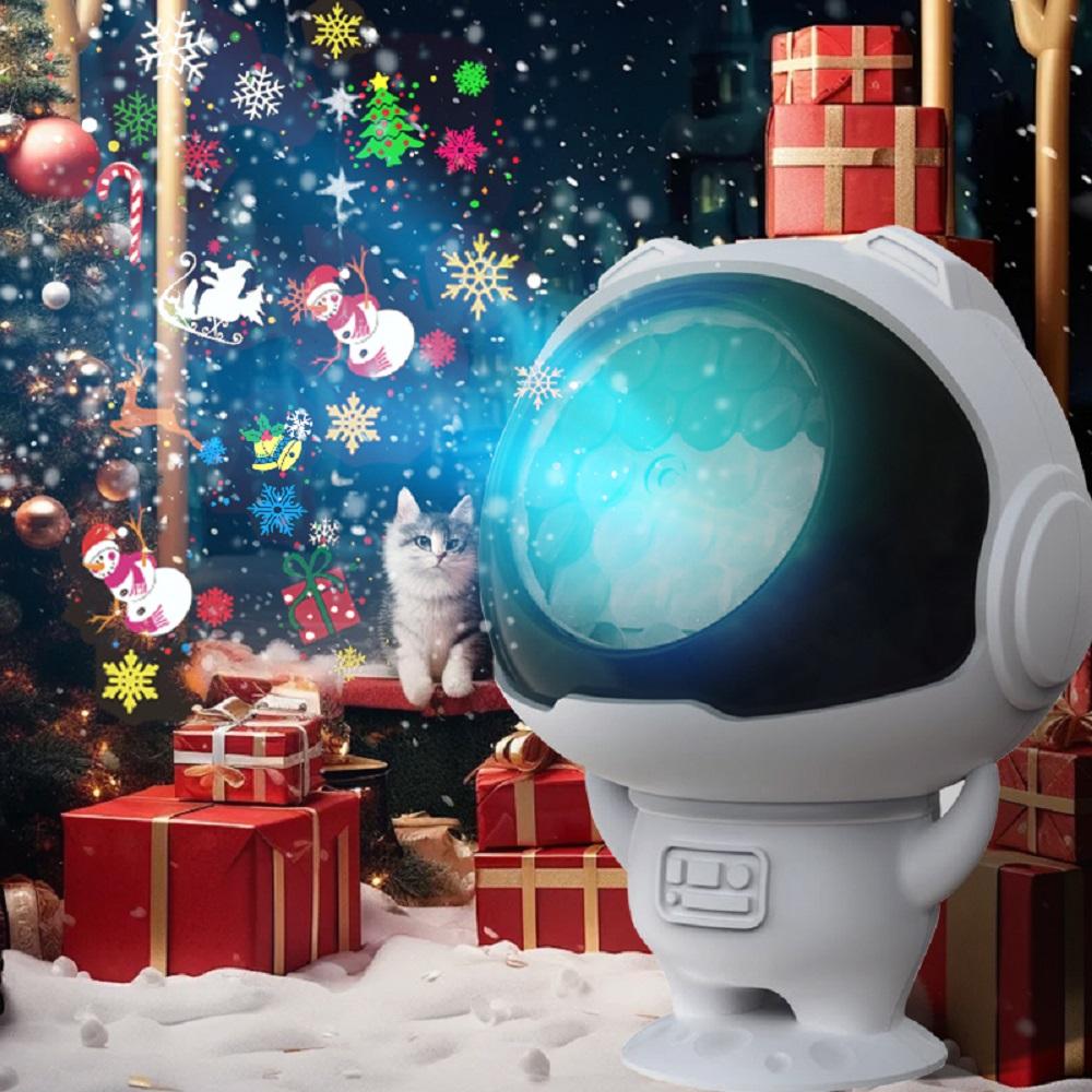 USB Christmas Projection Light Rotatable Dynamic Astronaut Projector Night Lights for New Year Party Decor