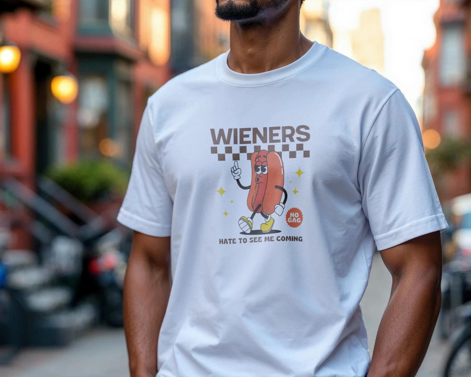 

WIENERS Funny Hot Dog T-Shirt Cartoon Graphic Tee Humor Foodie A19 L