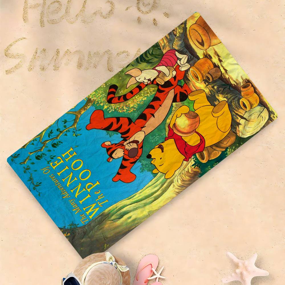 Winnies The Poohs Bear Anime Beach Swimming Towel Soft Absorbent Washcloth Children's Gifts for Kids Travel Camping Gym